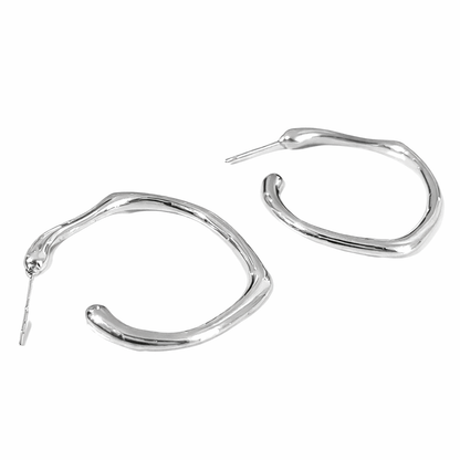 C-Shape Hoop Stud Earrings