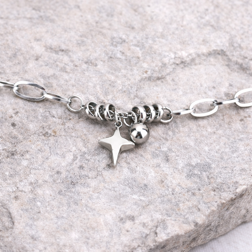 Cross Star & Sphere Titanium Steel Bracelet