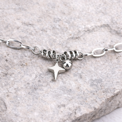 Cross Star & Sphere Titanium Steel Bracelet