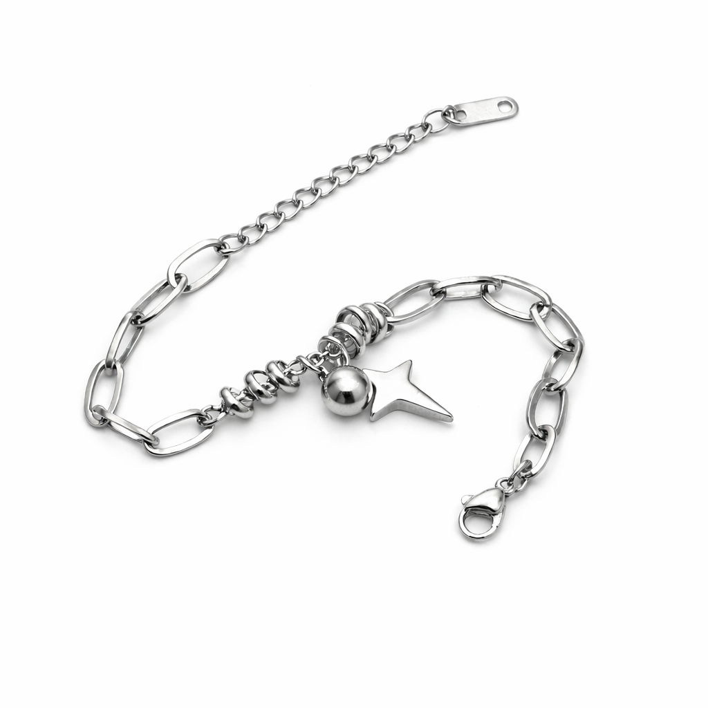 Cross Star & Sphere Titanium Steel Bracelet