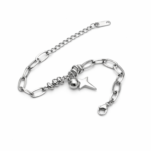 Cross Star & Sphere Titanium Steel Bracelet