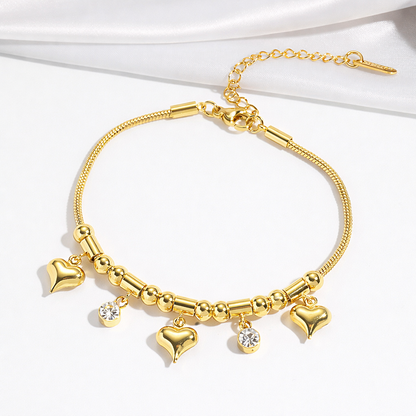 Heart & Zircon Charm Bracelet