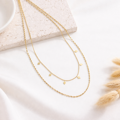 Double-Layer Rhombus Sequin Necklace