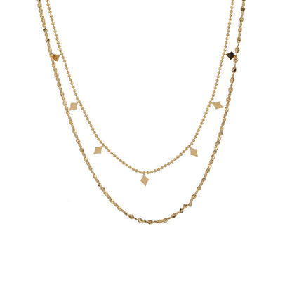 Double-Layer Rhombus Sequin Necklace