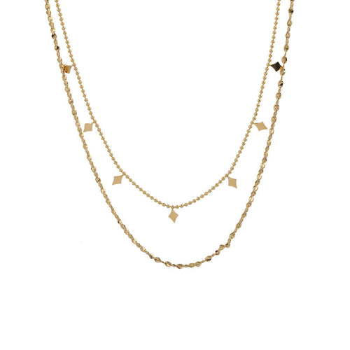 Double-Layer Rhombus Sequin Necklace