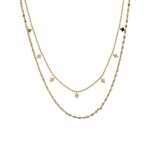 Double-Layer Rhombus Sequin Necklace