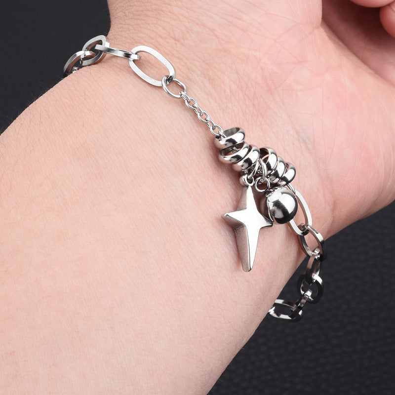 Cross Star & Sphere Titanium Steel Bracelet