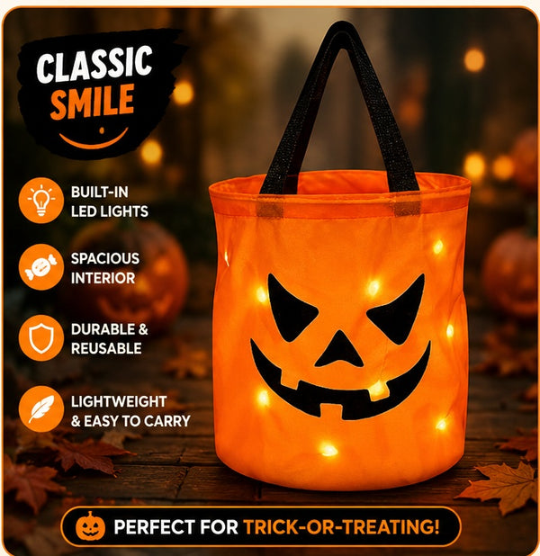 🎃 2026 Sale — Over 19,000 Sold!✨ Halloween Glowing Pumpkin Bag – LED Lights & Spacious Interior 🍬 Light Up the Night with the Ultimate Halloween Candy Bag 🎃