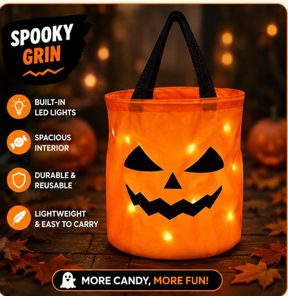 🎃 2026 Sale — Over 19,000 Sold!✨ Halloween Glowing Pumpkin Bag – LED Lights & Spacious Interior 🍬 Light Up the Night with the Ultimate Halloween Candy Bag 🎃