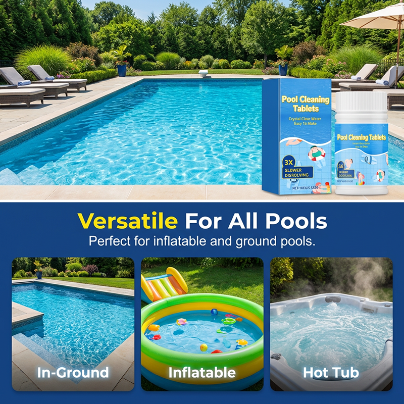 Pool Cleaning Tablets for Crystal Clear Water