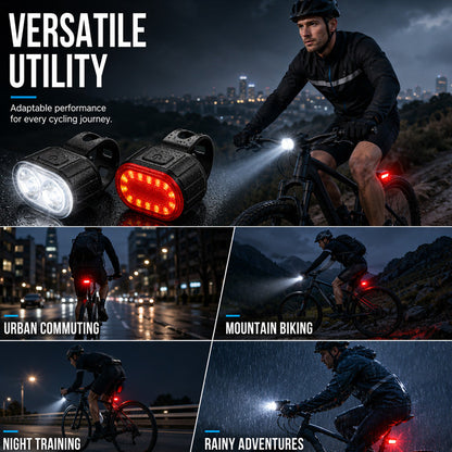 🔦USB Rechargeable Bike Light Set 🚲 Light Up the Road, Ride Home Safe – No Batteries, No Fuss ✨